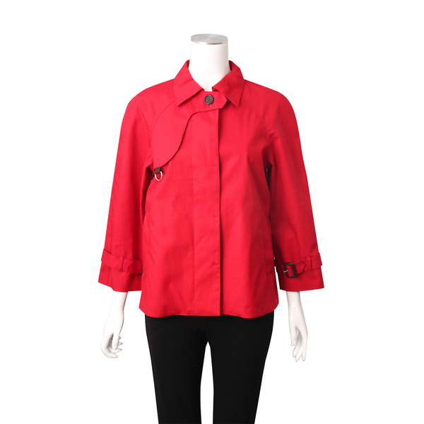 Cotton D-Ring Trench Jacket Red