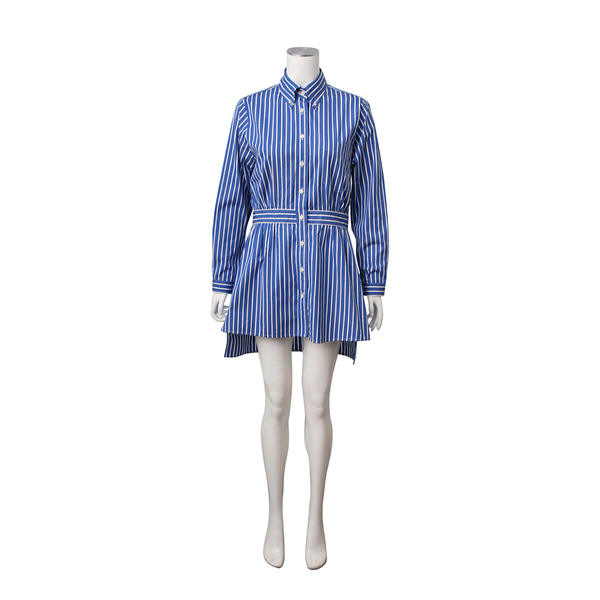 Cotton Striped Mini Shirtdress Blue/White