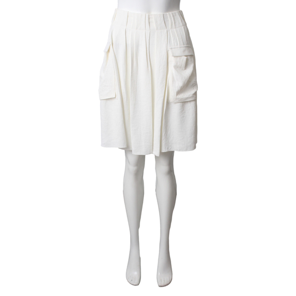 Triacetato Pleated Crago Mini Skirt White