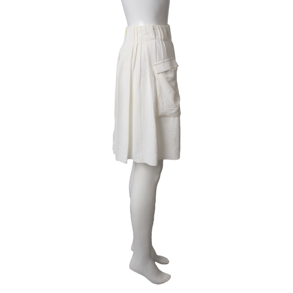 Triacetato Pleated Crago Mini Skirt White
