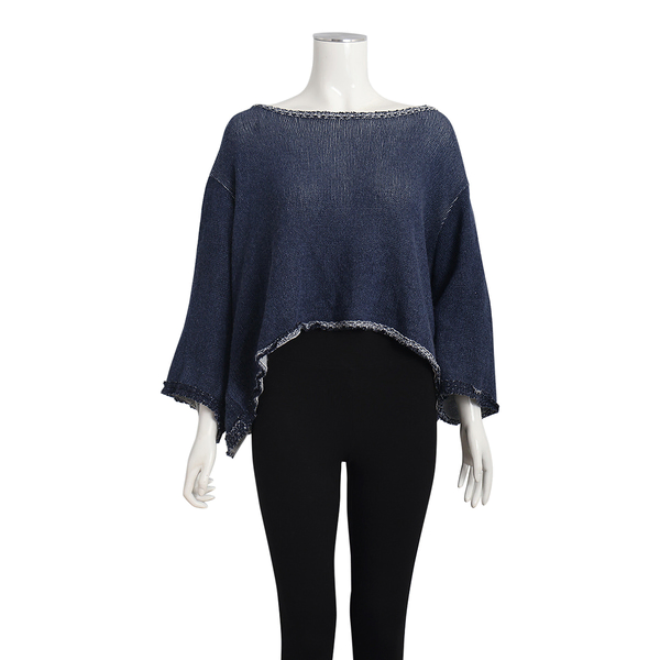 Wool/Cashmere Oversized Cropped Sweater Blue