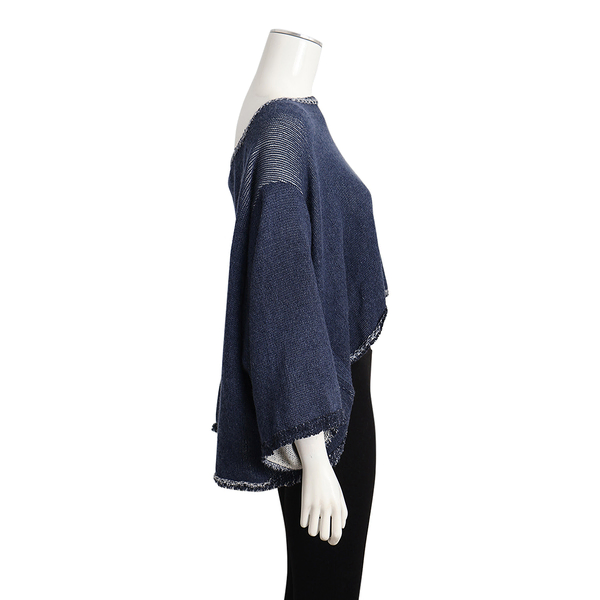 Wool/Cashmere Oversized Cropped Sweater Blue
