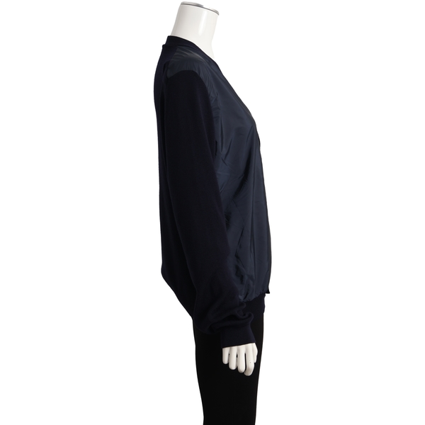 Wool/Tessuto Cardigan Navy Blue