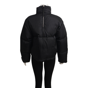 Nylon Down Cropped Jacket Black/Blue, view 3