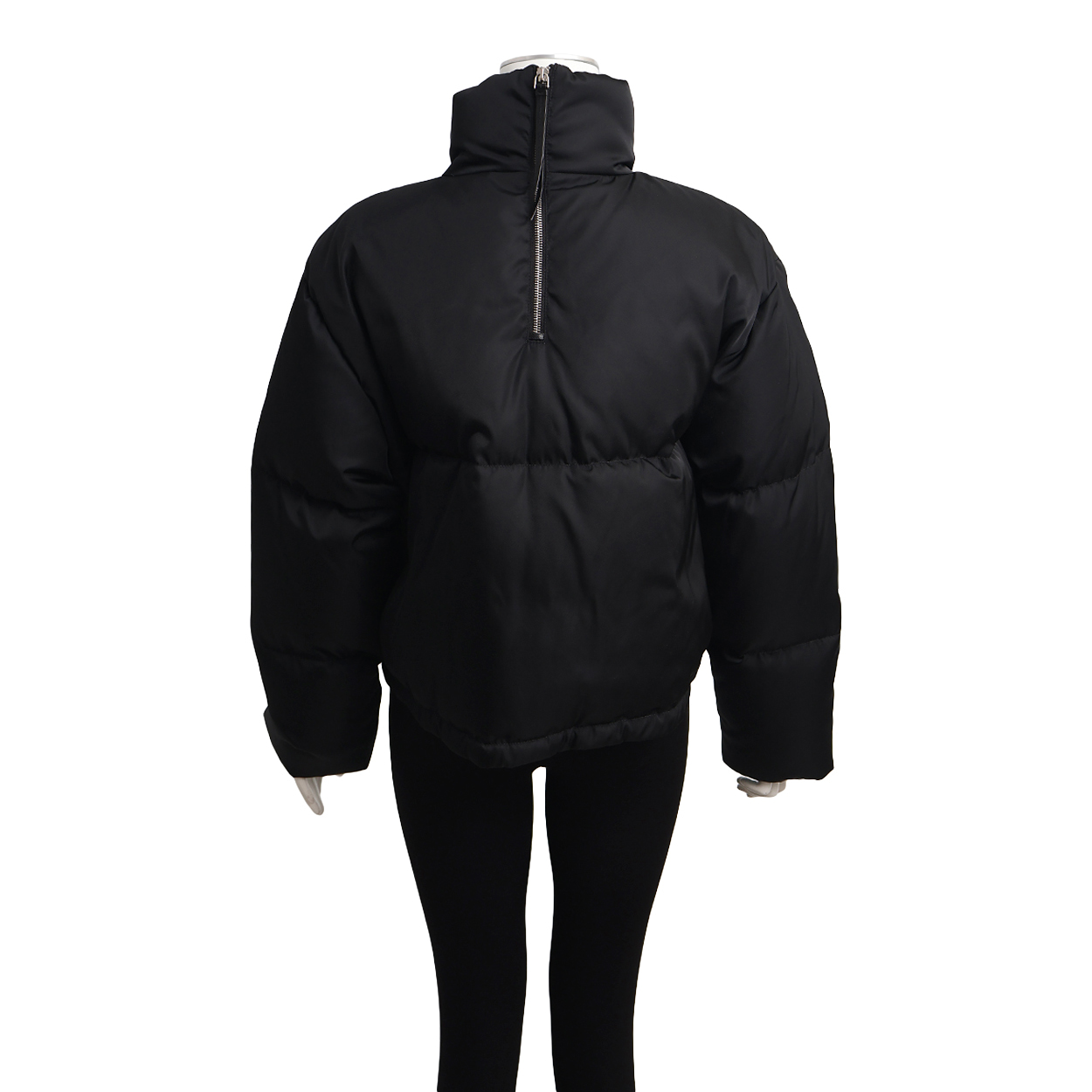 PRADA Nylon Down Cropped Jacket Black/Blue | Luxity
