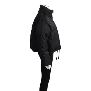 Nylon Down Cropped Jacket Black/Blue, view 2
