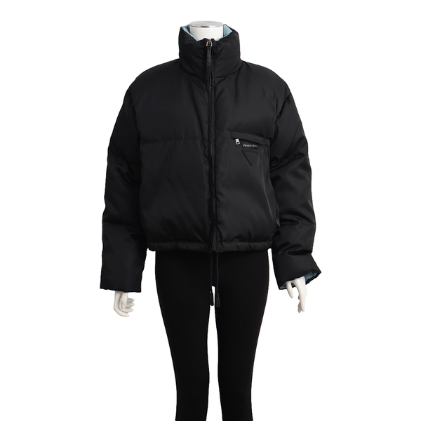 Nylon Down Cropped Jacket Black/Blue
