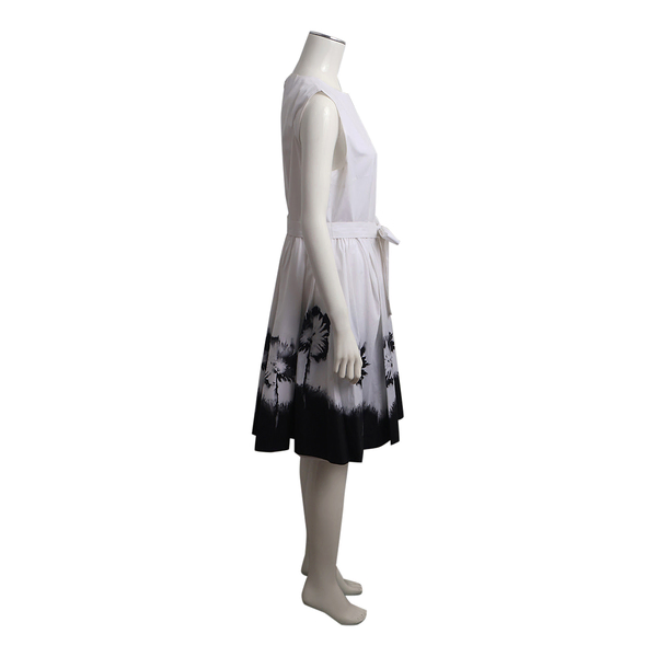 Cotton Poplin Sleeveless Dress Tie Dye White/Black