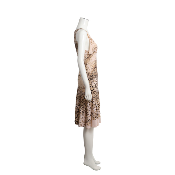 Polyamide Embellished Animal Dress Beige
