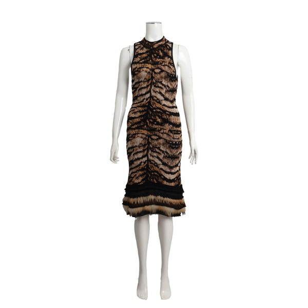 Viscose Fur Dress Brown/Black