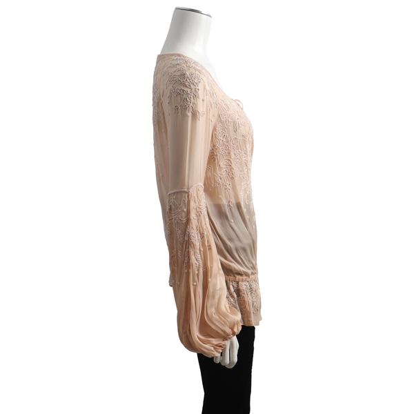 Silk Beaded Blouse Peach