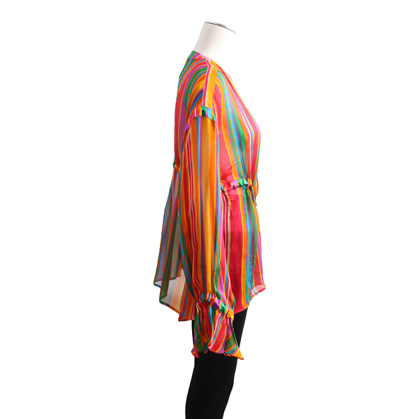 Silk Open Front Blouse Multicolour