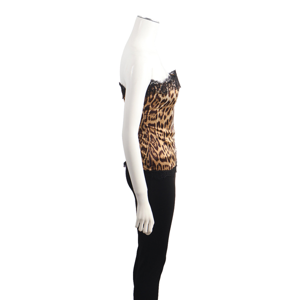 Silk Blend Bustier Leopard Print