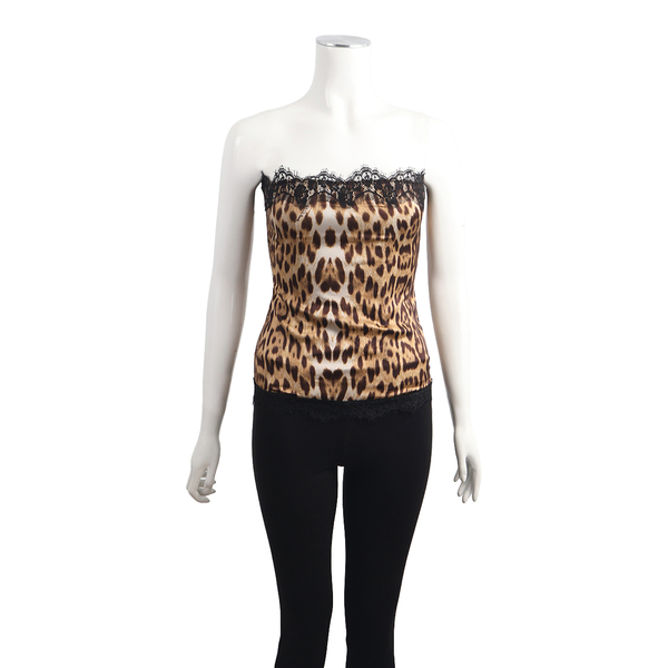 Silk Blend Bustier Leopard Print