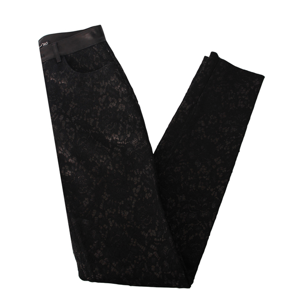 Lace/Leather Pants Black