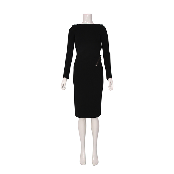 Viscose Zip Open Back Dress Black