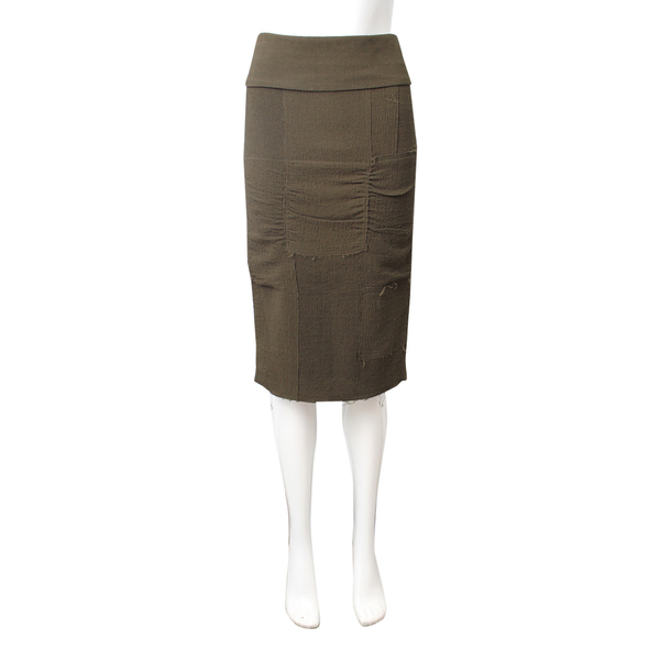 Viscose Distressed Patch Detail Skirt Green
