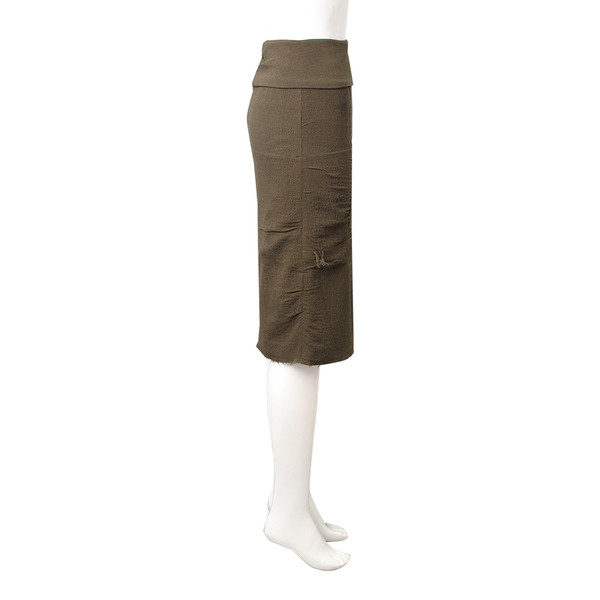 Viscose Distressed Patch Detail Skirt Green