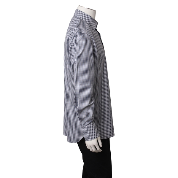 Cotton Check Shirt Navy/White