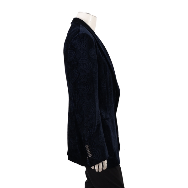 Velvet Floral Evening Cocktail Jacket Navy