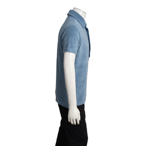 Cotton Blend Towelling Polo Shirt Blue, view 2
