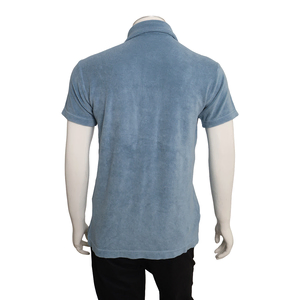 Cotton Blend Towelling Polo Shirt Blue, view 3