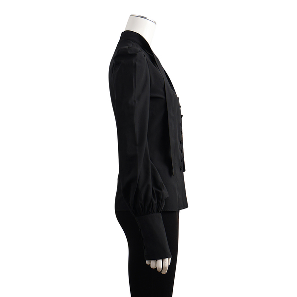Polyester Neck Tie Blouse Black