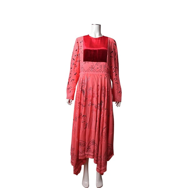Silk Paneled Zandra Print Dress Pink