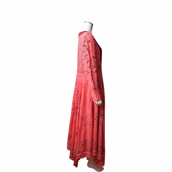 Silk Paneled Zandra Print Dress Pink