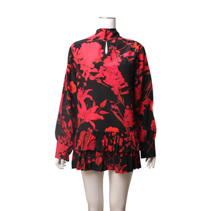 Silk Floral Dress Red/Black