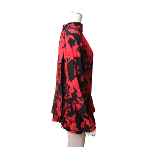 Silk Floral Dress Red/Black, view 2