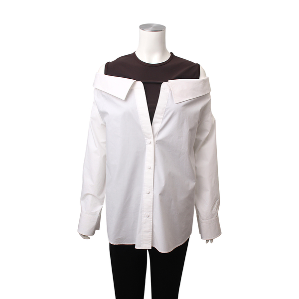 Cotton Off The Shoulder Shirt White/Black