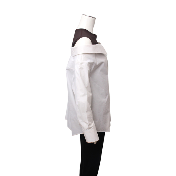 Cotton Off The Shoulder Shirt White/Black