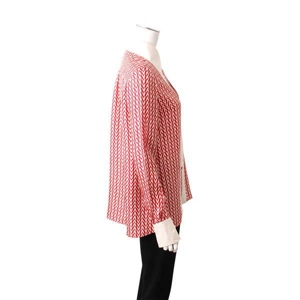Silk Printed Blouse White/Red