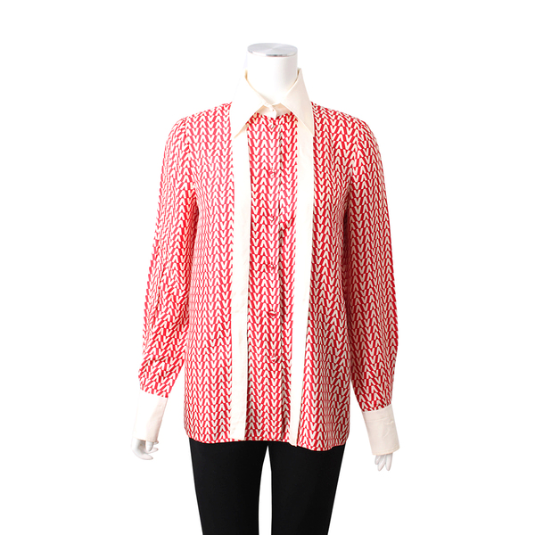 Silk Printed Blouse White/Red
