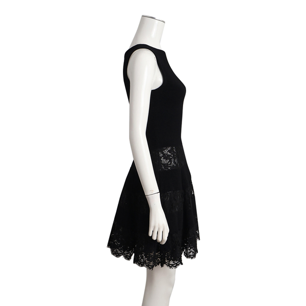 Viscose Lace Mini Dress Black