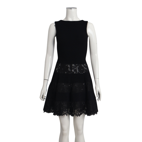 Viscose Lace Mini Dress Black