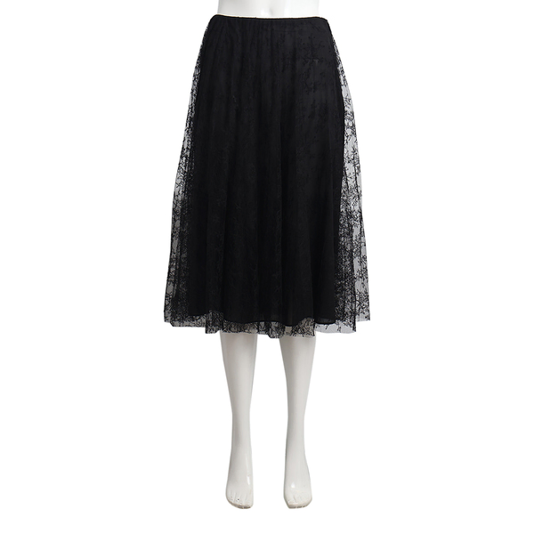 Polyamide/Cotton Lace Midi Skirt Black