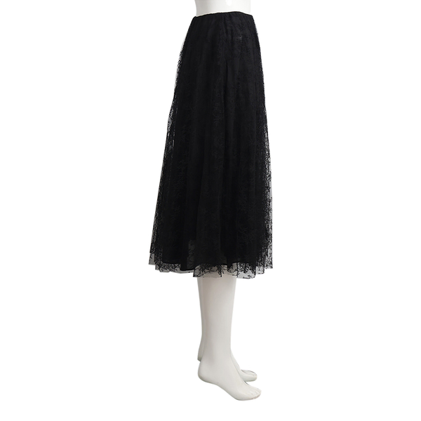 Polyamide/Cotton Lace Midi Skirt Black