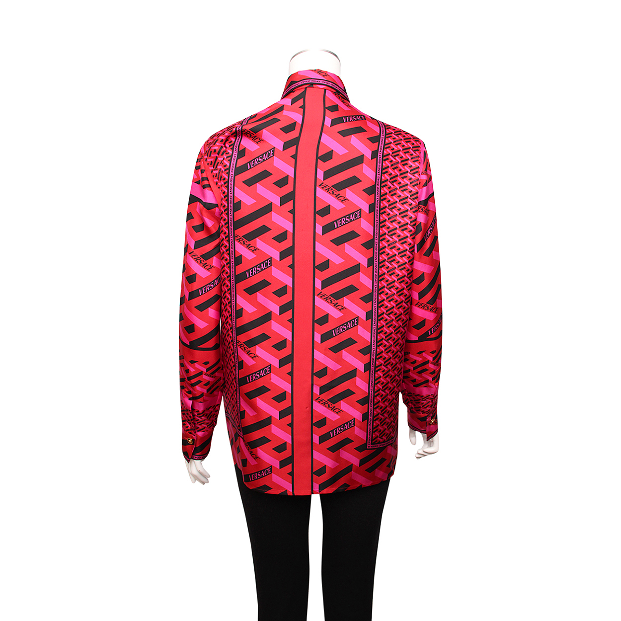VERSACE Silk La Greca Shirt Red/Pink | Luxity