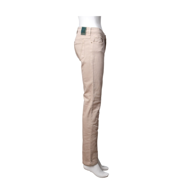 Cotton Denim Slim Jeans Beige