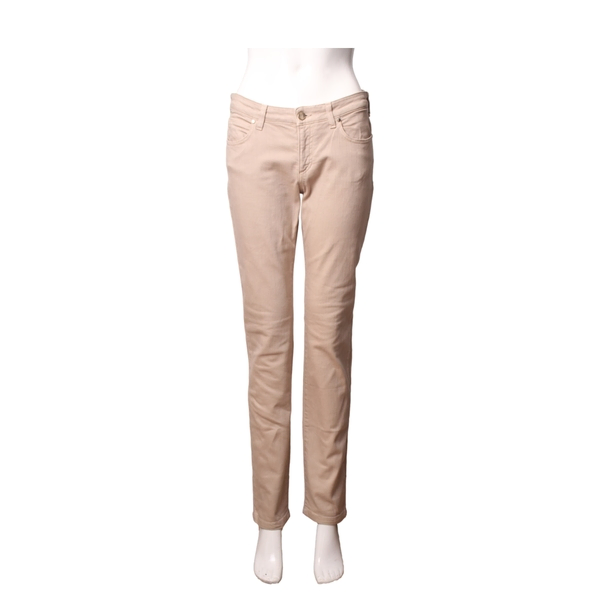 Cotton Denim Slim Jeans Beige