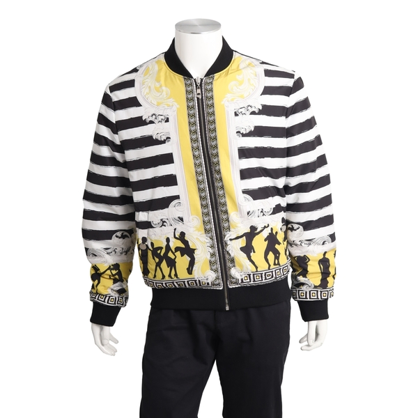 COLLECTION Mixed Material Reversible Baroque Bomber Jacket Yellow/Black