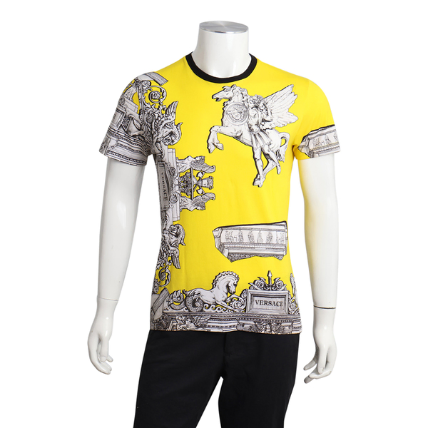 Cotton Barocco Pegasus T-Shirt Yellow