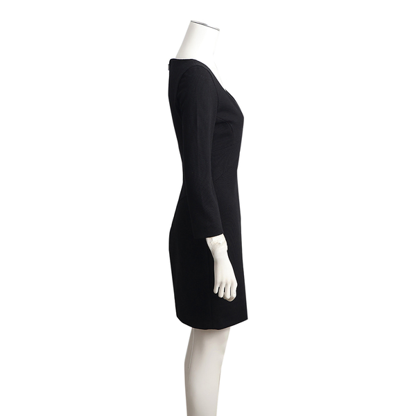 Cotton Blend Knit Mini Dress Black