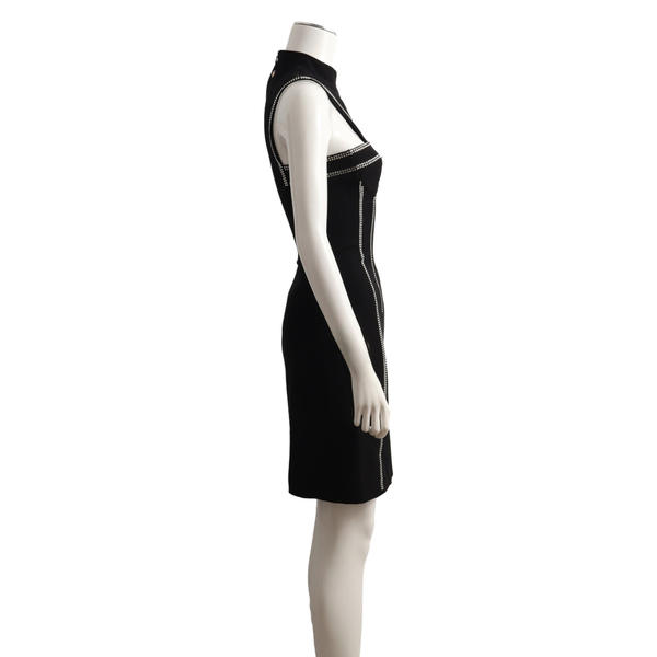 Polyester Embellished Cut Out Mini Dress Black