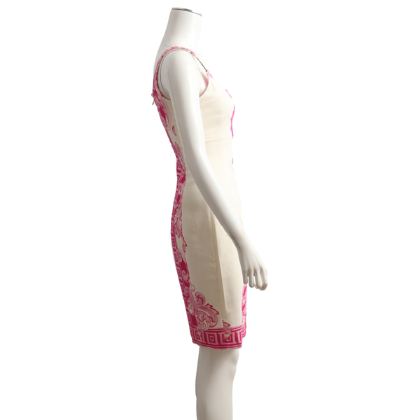 Cotton/Viscose Floral Baroque Mini Dress White/Pink