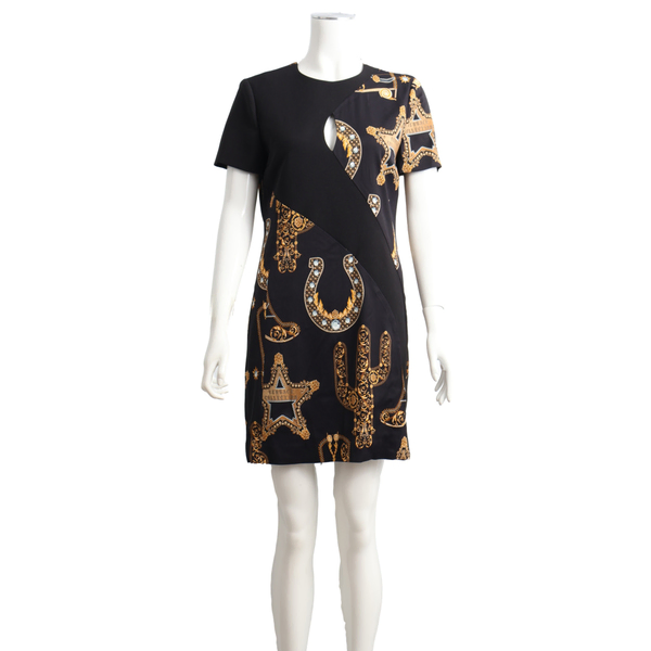 COLLECTION Polyester Baroque Mini Dress Black