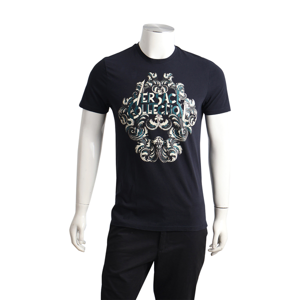 Cotton Logo T-Shirt Navy/Turquoise