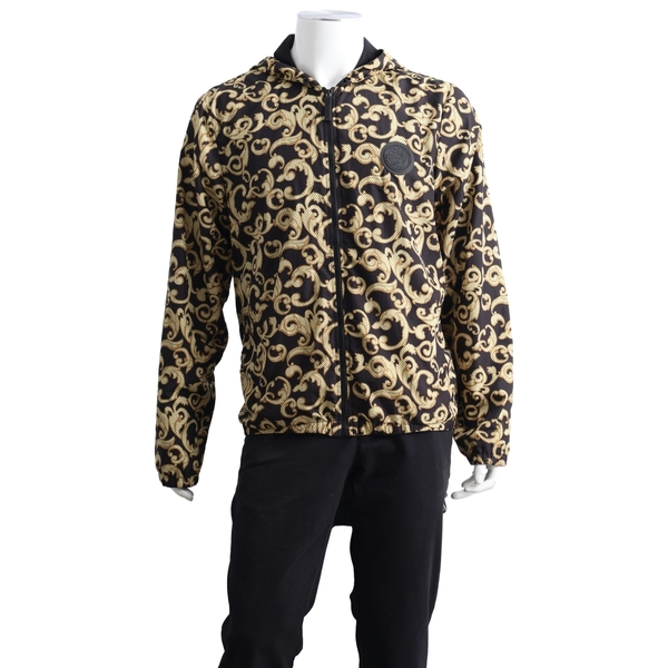 Polyester Baroque Hooded Jacket Black/Gold